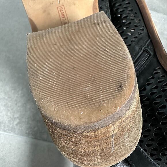 Vince Camuto Phandra Black Suede Perforated Heel Buckle Ankle Zip Booties 8.5 - Picture 10 of 11